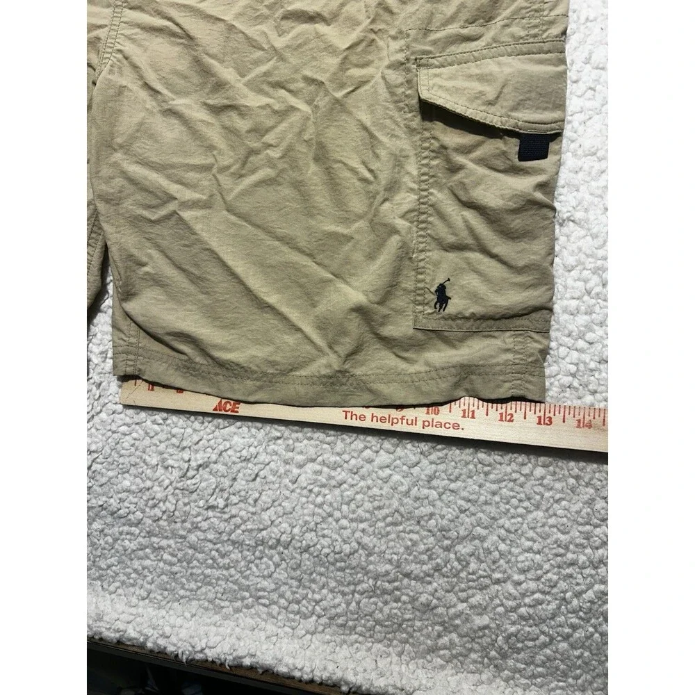 As-Is Polo Ralph Lauren Mens Khaki Tan Cargo Swim Trunks Board Shorts Pony Logo